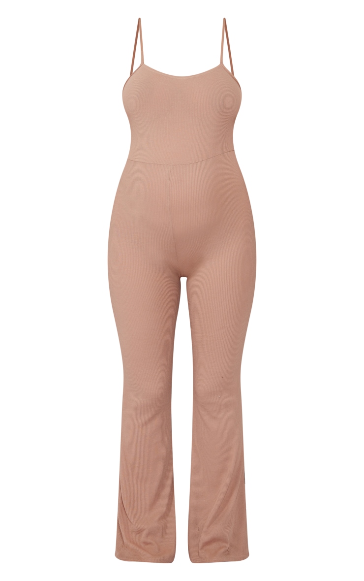 Maternity Stone Square Neck Ribbed Flare Jumpsuit image 5
