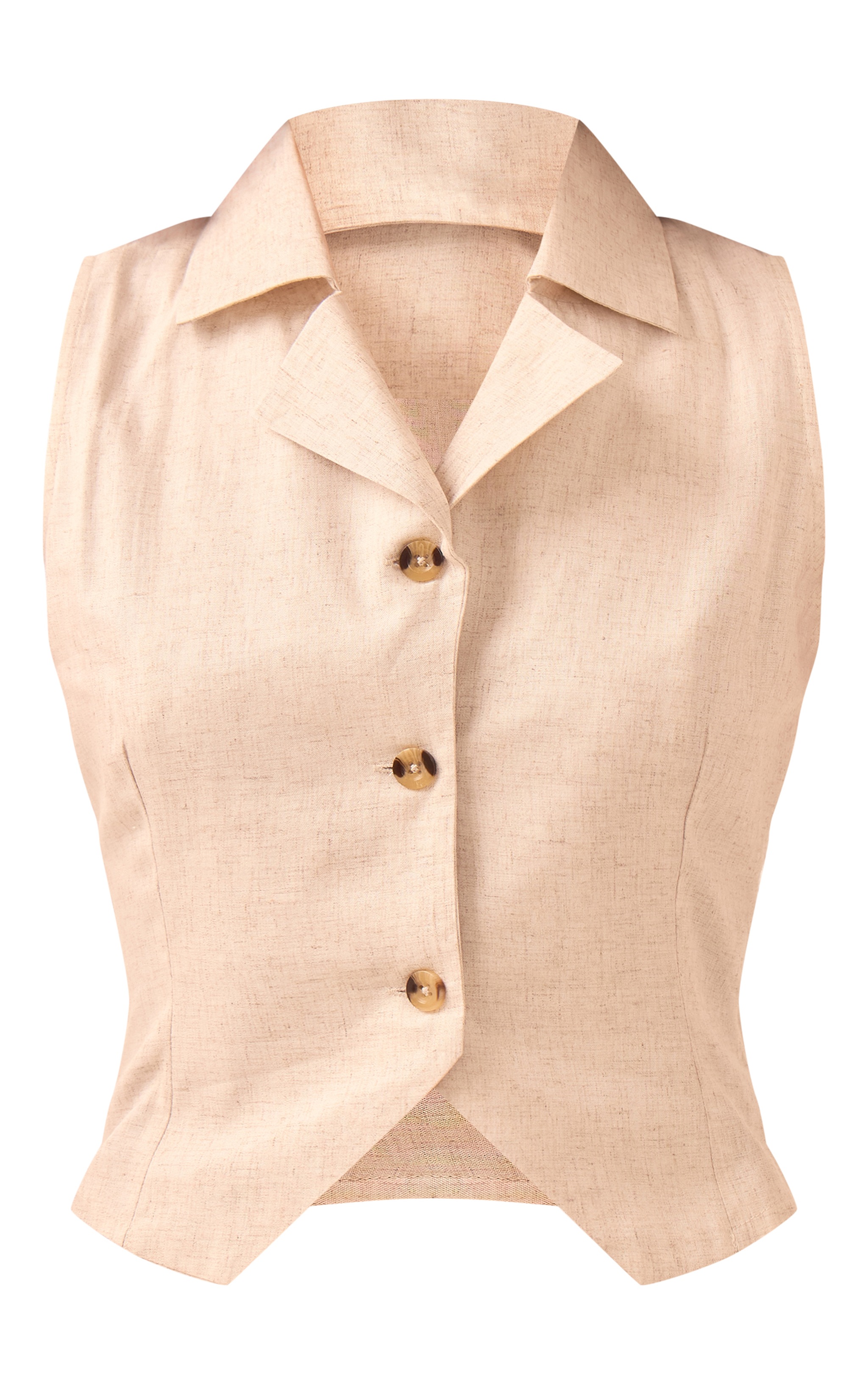 Cream Linen Look Waistcoat image 5