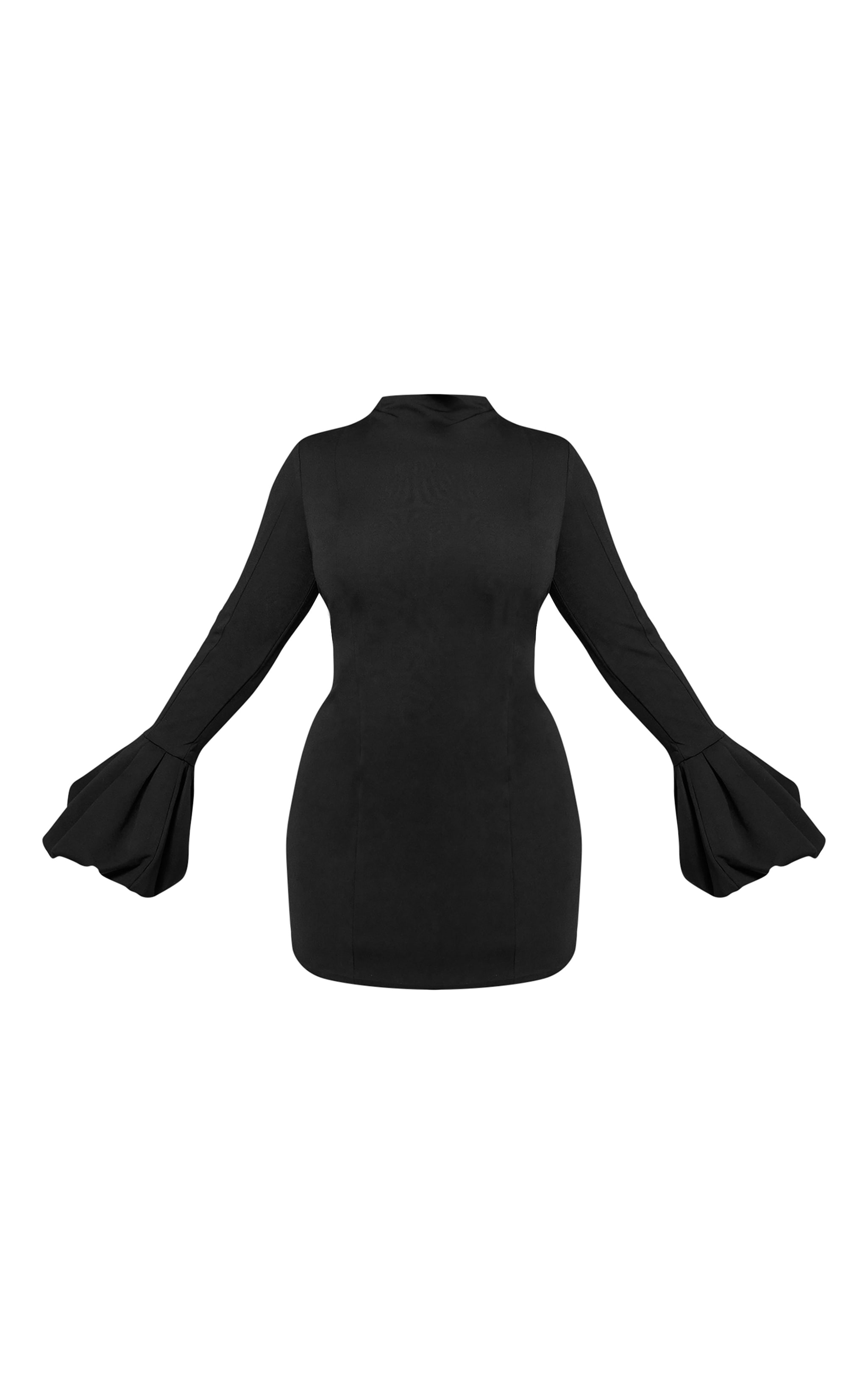 PLT Label Plus Black High Neck Puff Sleeve Bodycon Dress image 5