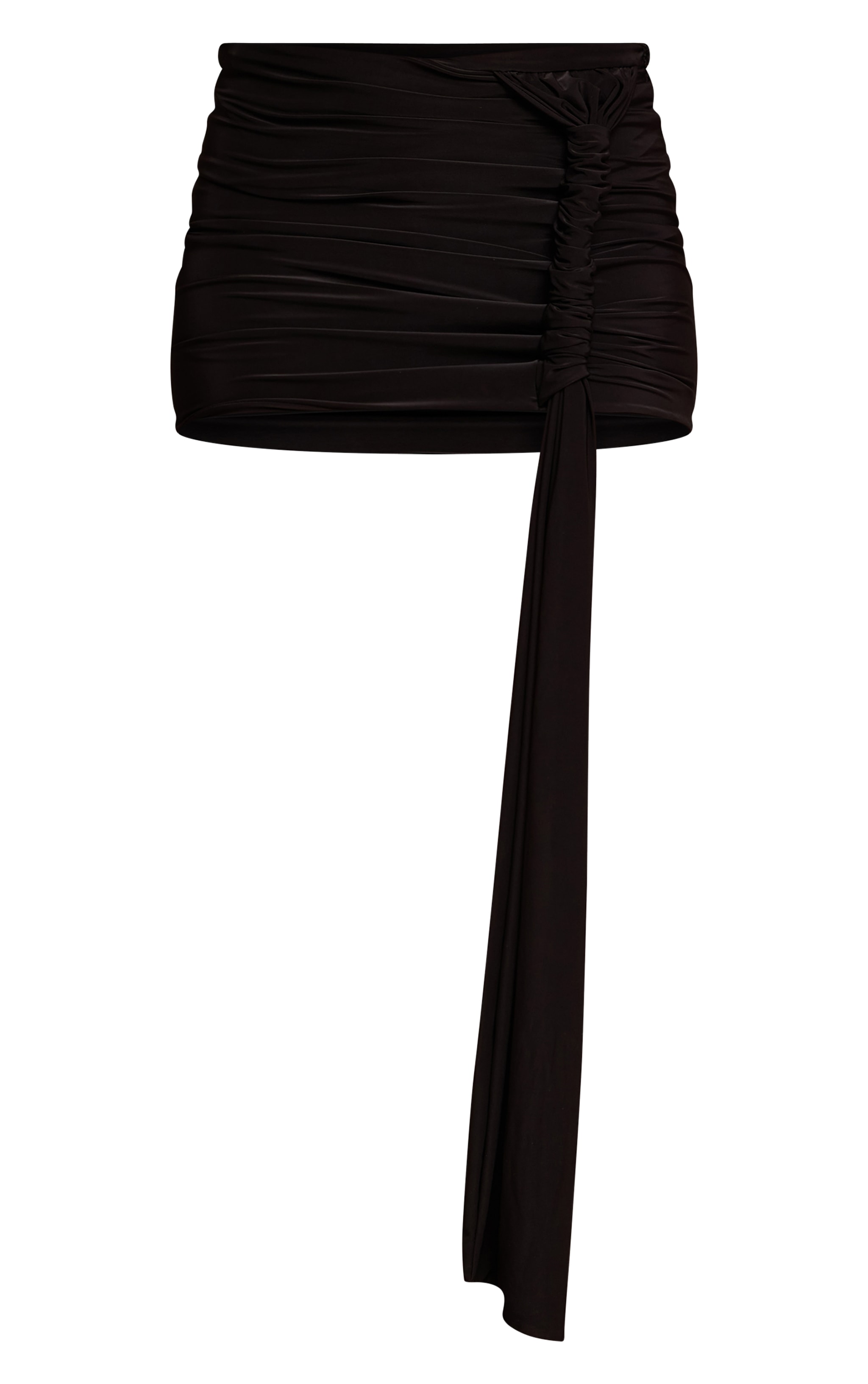 Black Double Layer Slinky Rope Detail Mini Skirt image 6