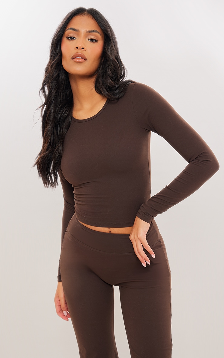 Tall Coffee Contour Sculpt Long Sleeve Top image 1