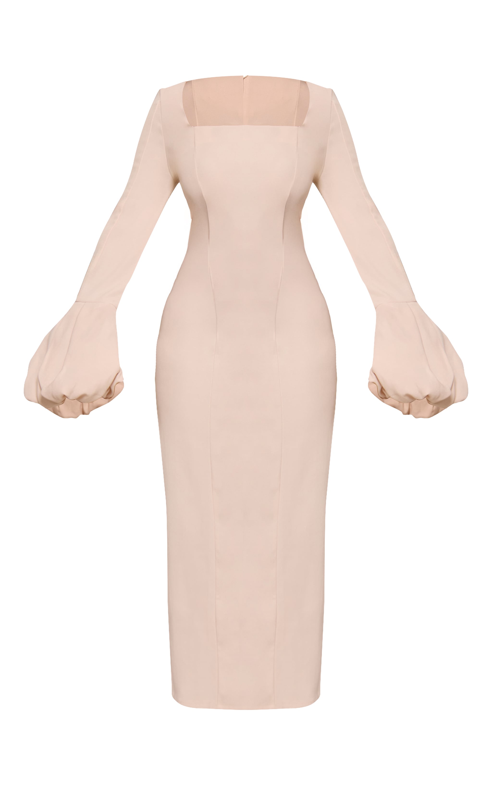Shape Cream Woven Square Neck Puffball Sleeve maxi Dress image 5