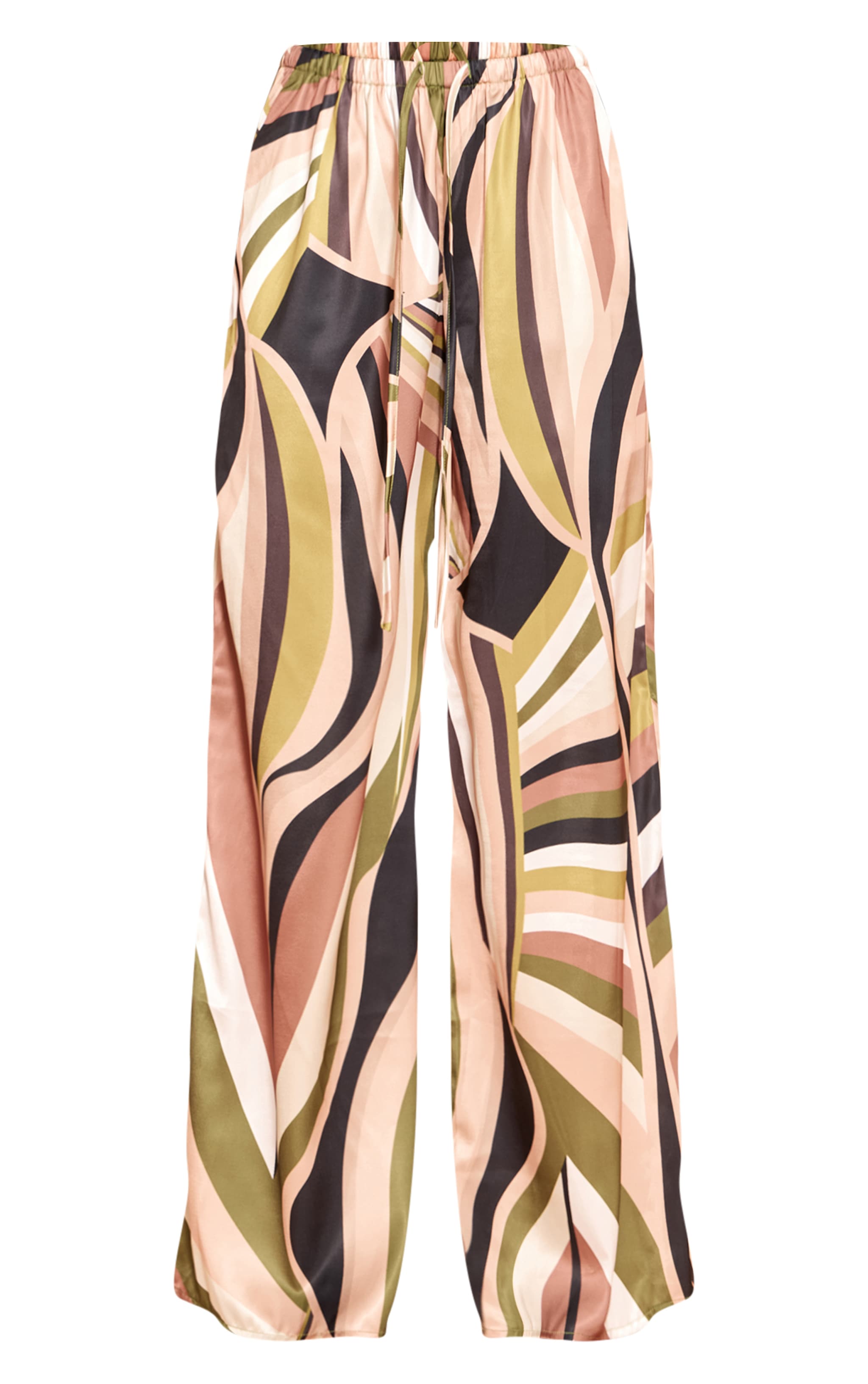 Green Abstract Print Drawstring Extreme Wide Leg Pant image 5