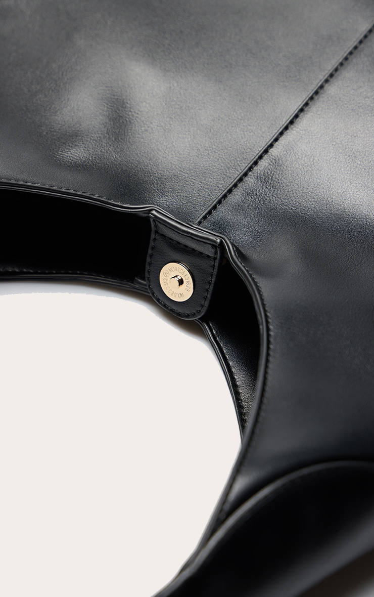 Tote bag en PU doux noir à coutures visibles image 5