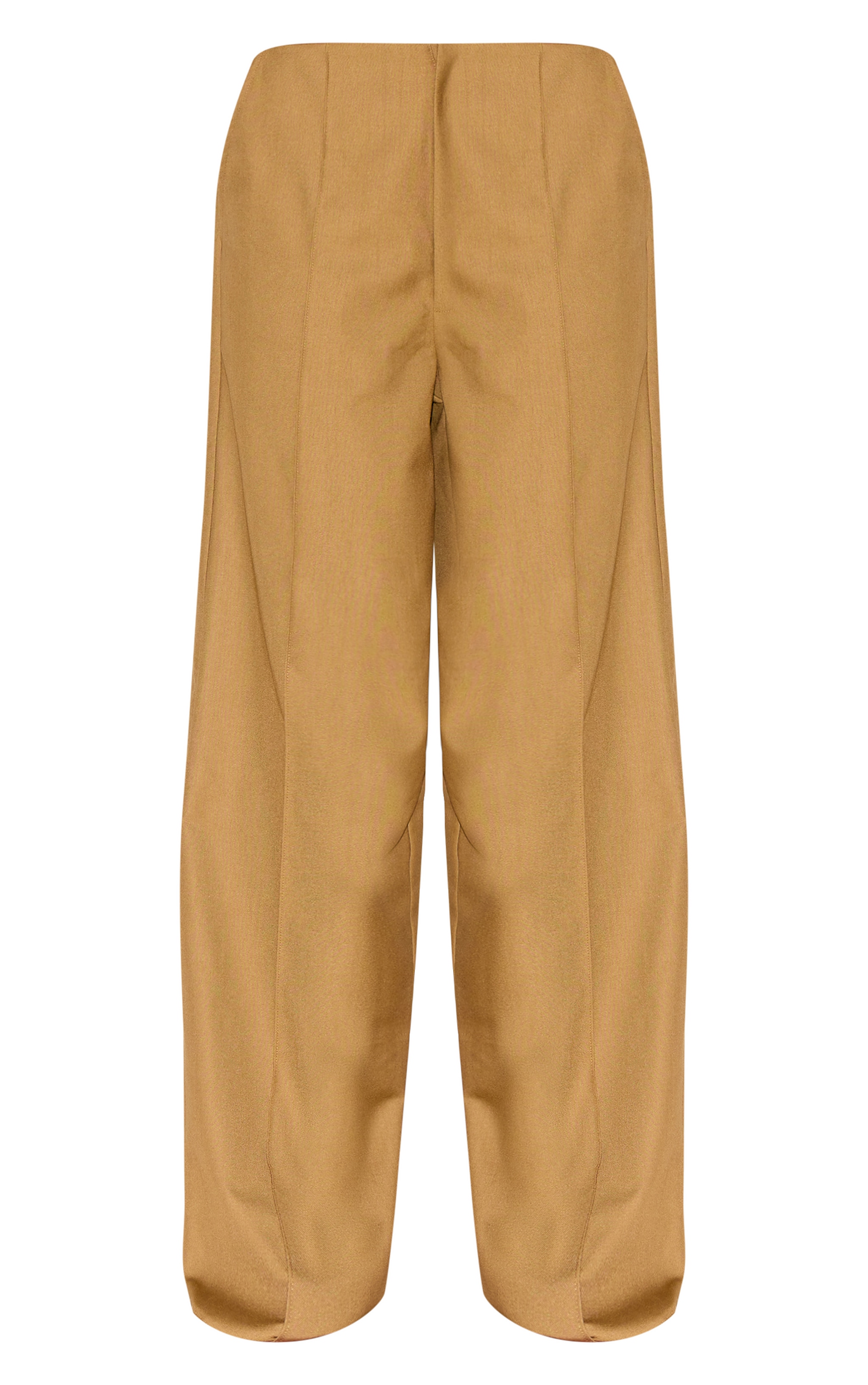  Olive Woven Low Rise Seam Detail Straight Leg Trousers image 5