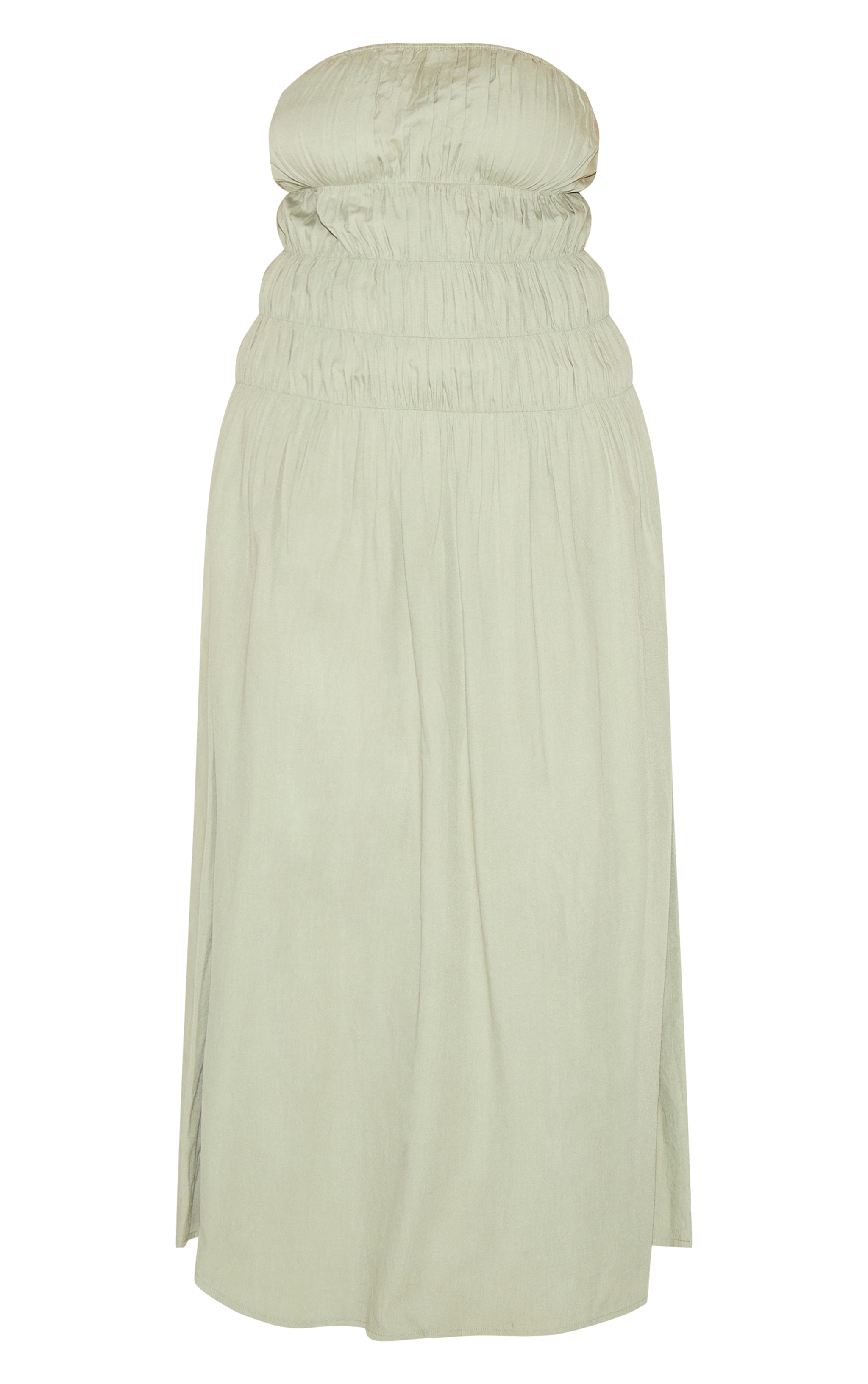 Plus Robe bustier longue sauge à partie froncée image 5