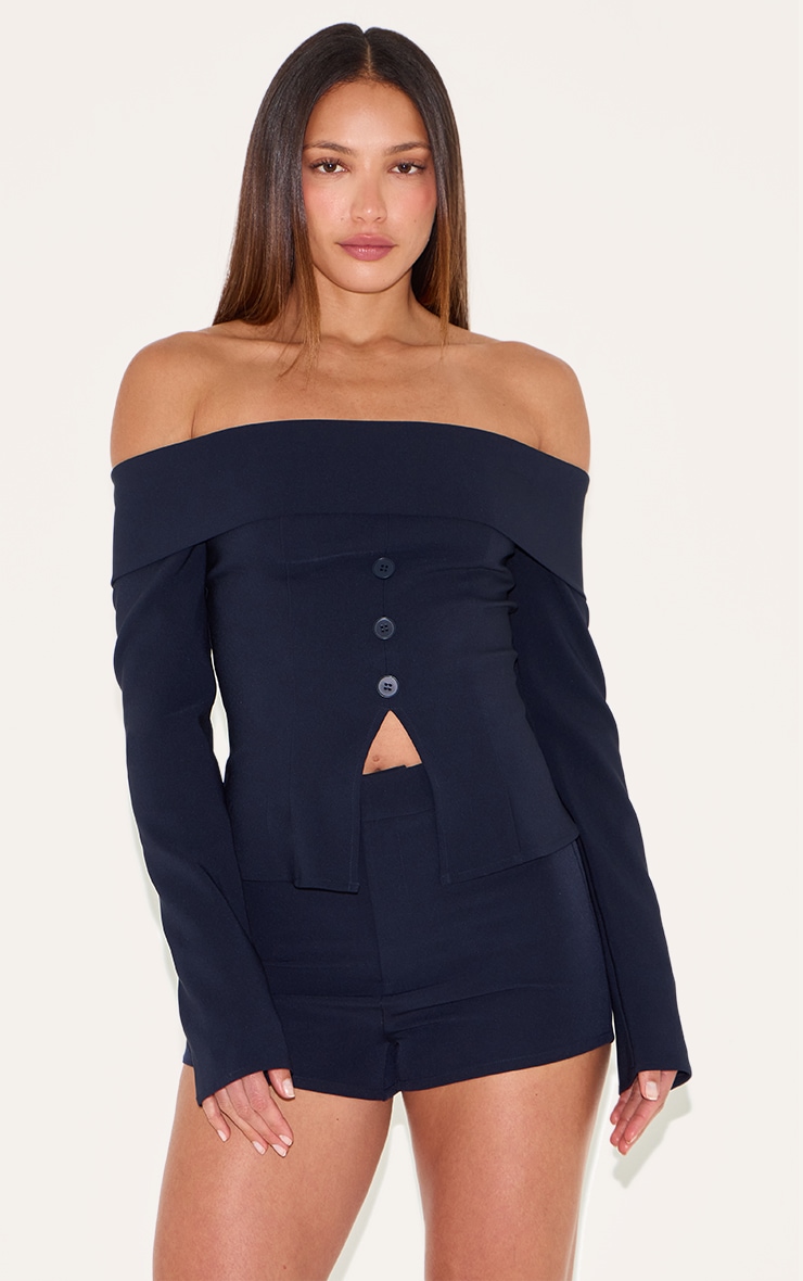 Tall Mini short de taileur indigo image 1