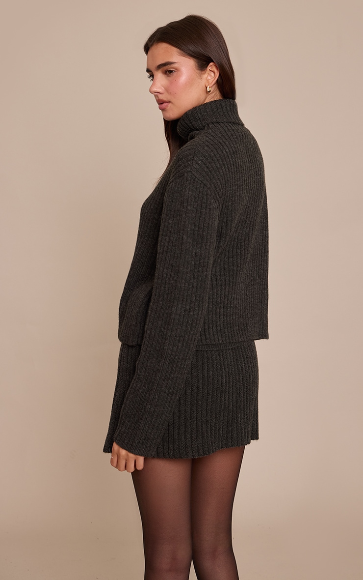 Grey Pleated Knitted Mini Skirt  image 3