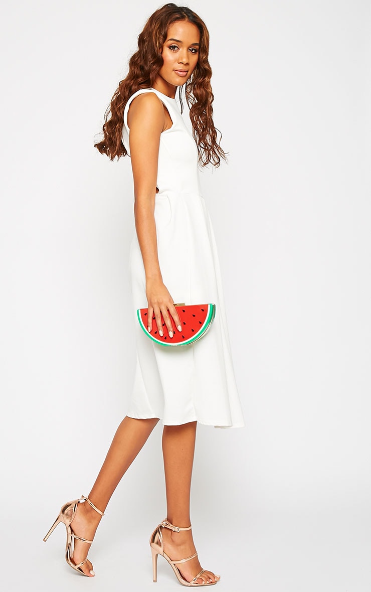 Fiona Cream Long Skater Dress Dresses PrettyLittleThing