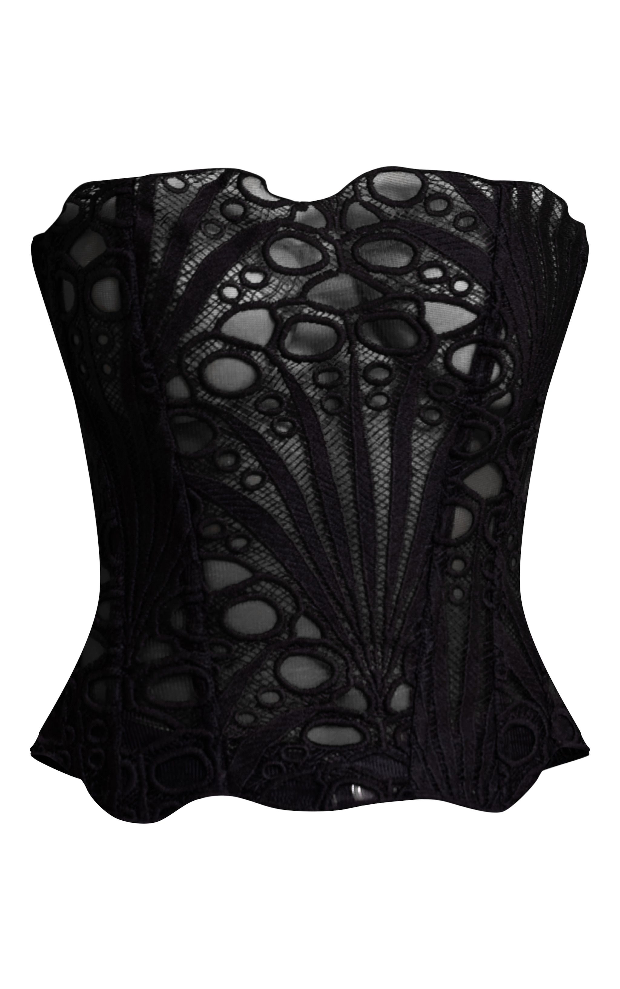Petite Black Textured Sheer Floral Lace Corset image 5
