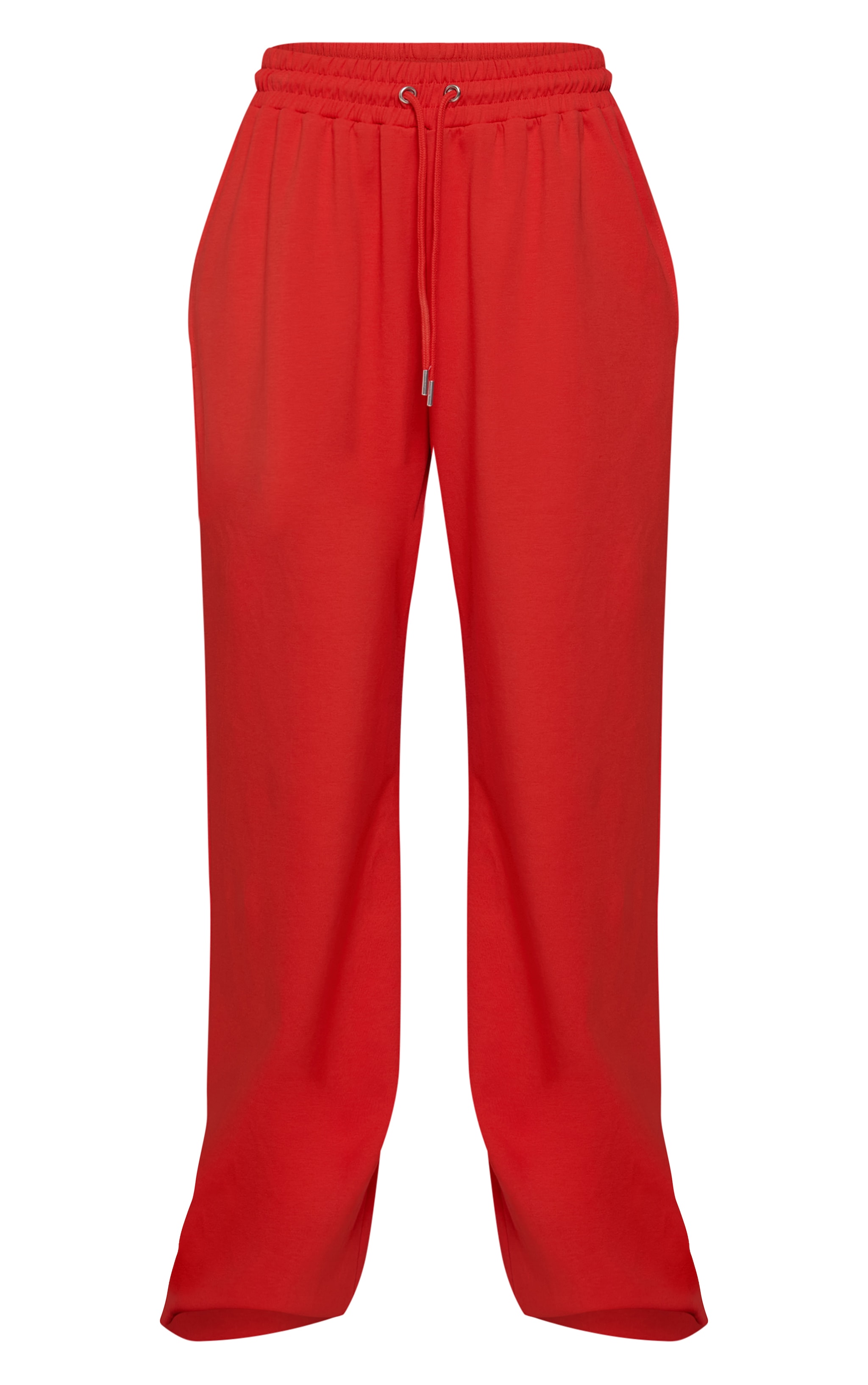Red Embroidered Interlock Wide Leg Sweatpant image 5