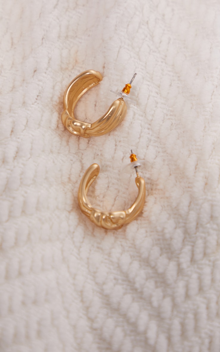 Gold Matte Hoop Earrings Accessories PrettyLittleThing