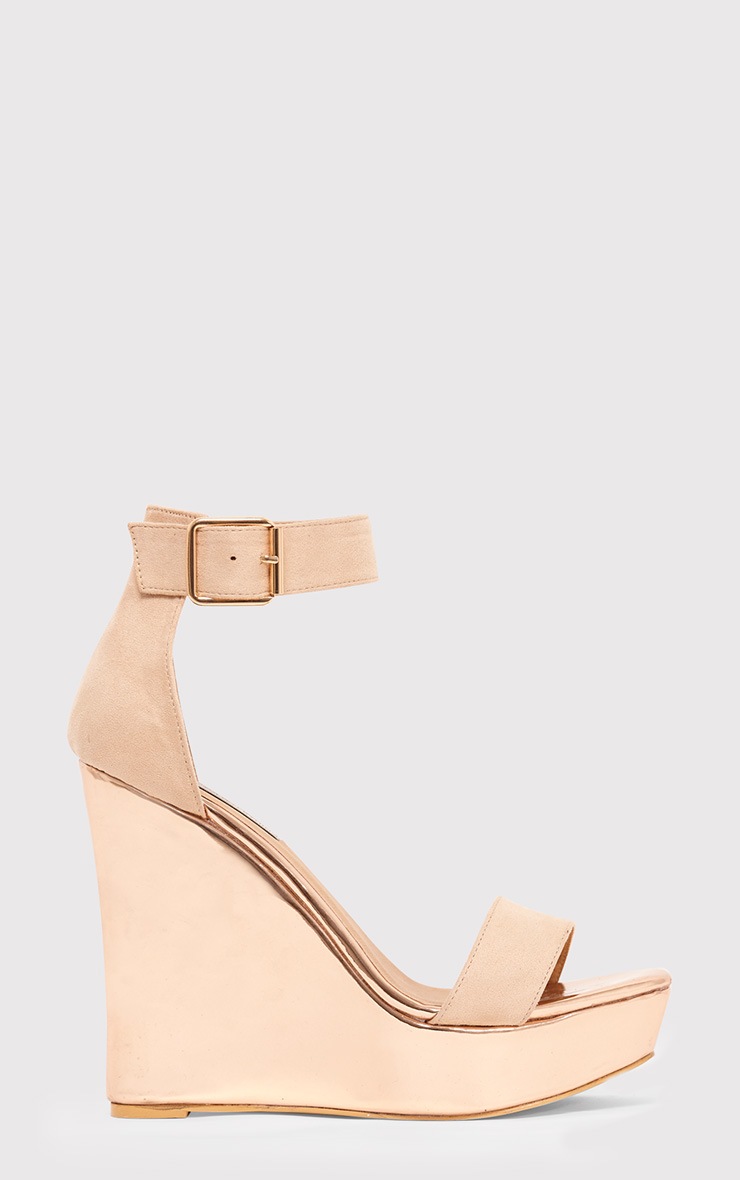Roselle Rose Gold Metallic Platform Wedges PrettyLittleThing