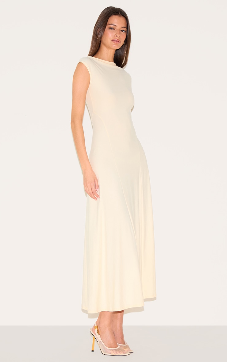 Robe longue fluide jaune citron à parties asymétriques image 3