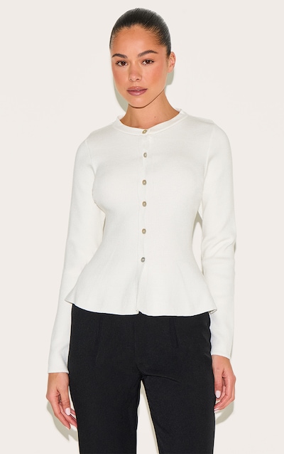 Cardigan péplum en maille compacte crème