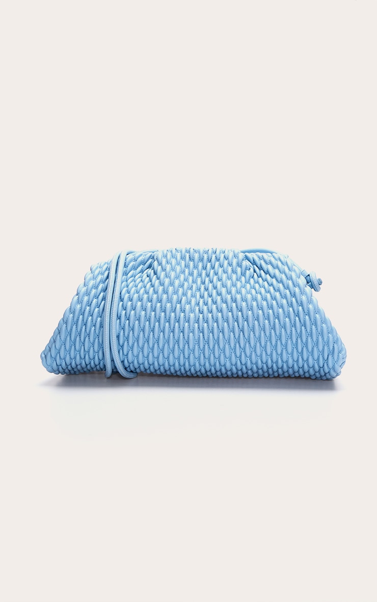 Powder Blue Soft PU Weave Clutch Bag image 2