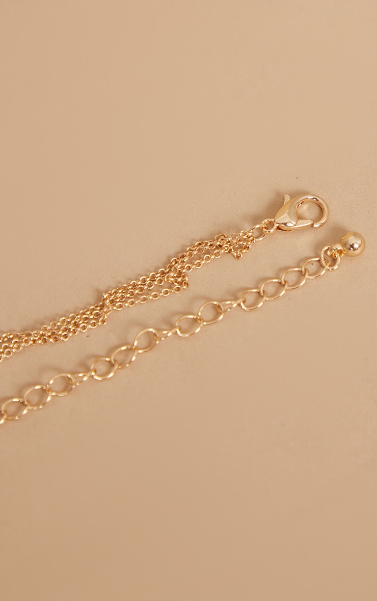 Gold Diamante Circle & Drop Pendant Necklace image 4