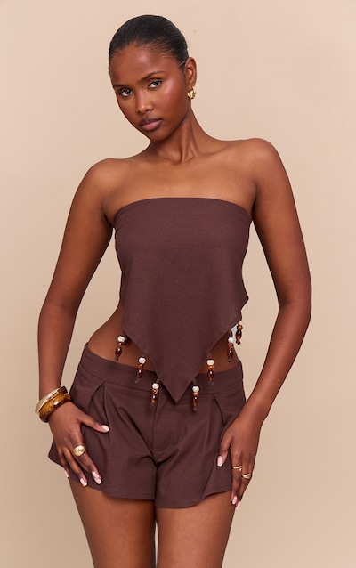 Chocolate Beaded Pointed Bandeau