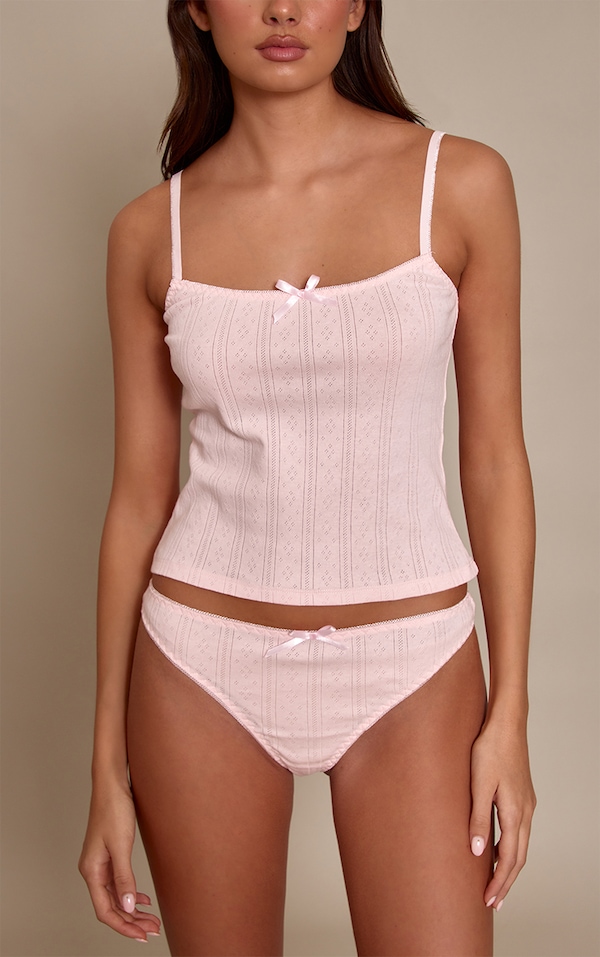 Baby Pink Pointelle Thong