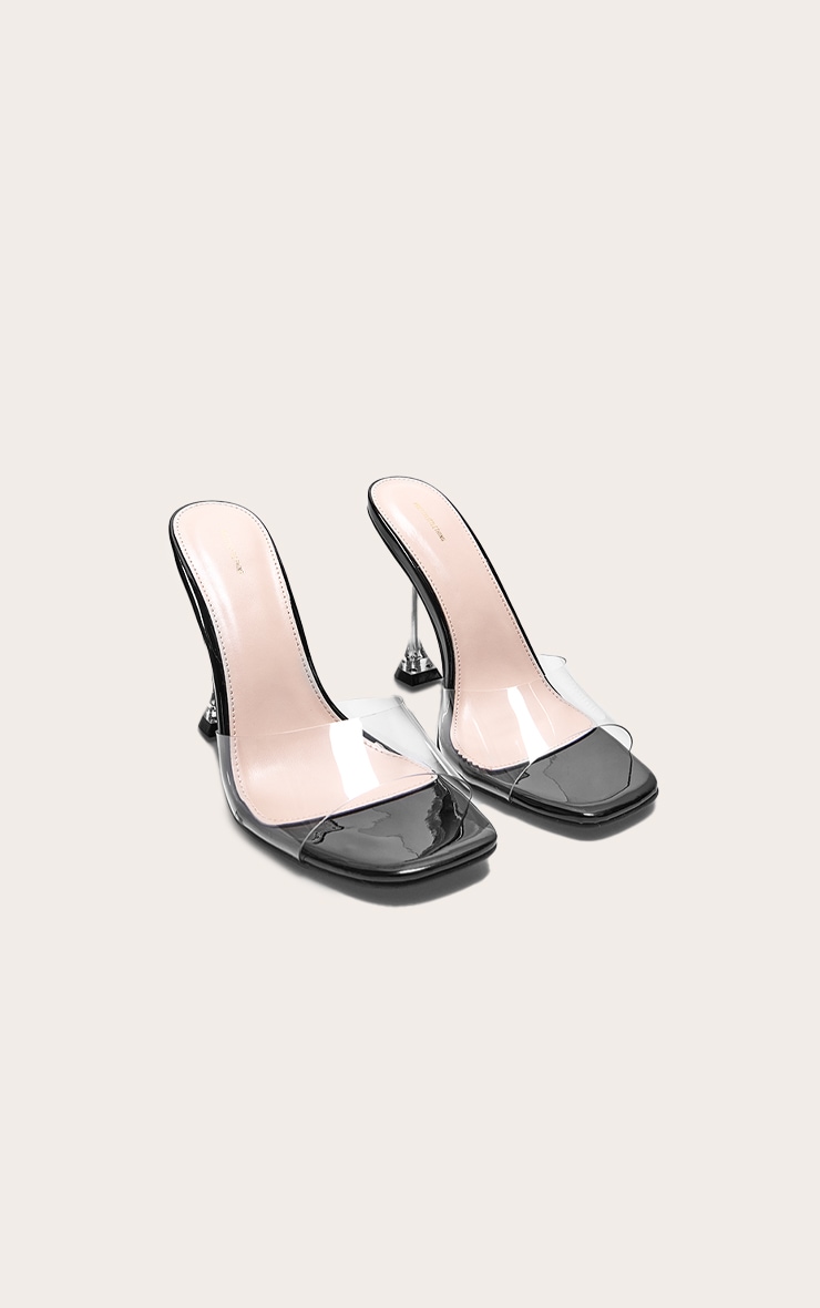 Black Clear Heel Mule Sandals image 2