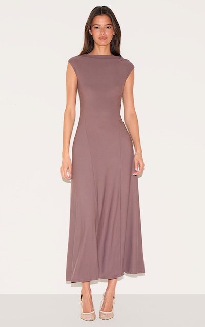 Mushroom Panelled Floaty Maxi Dress
