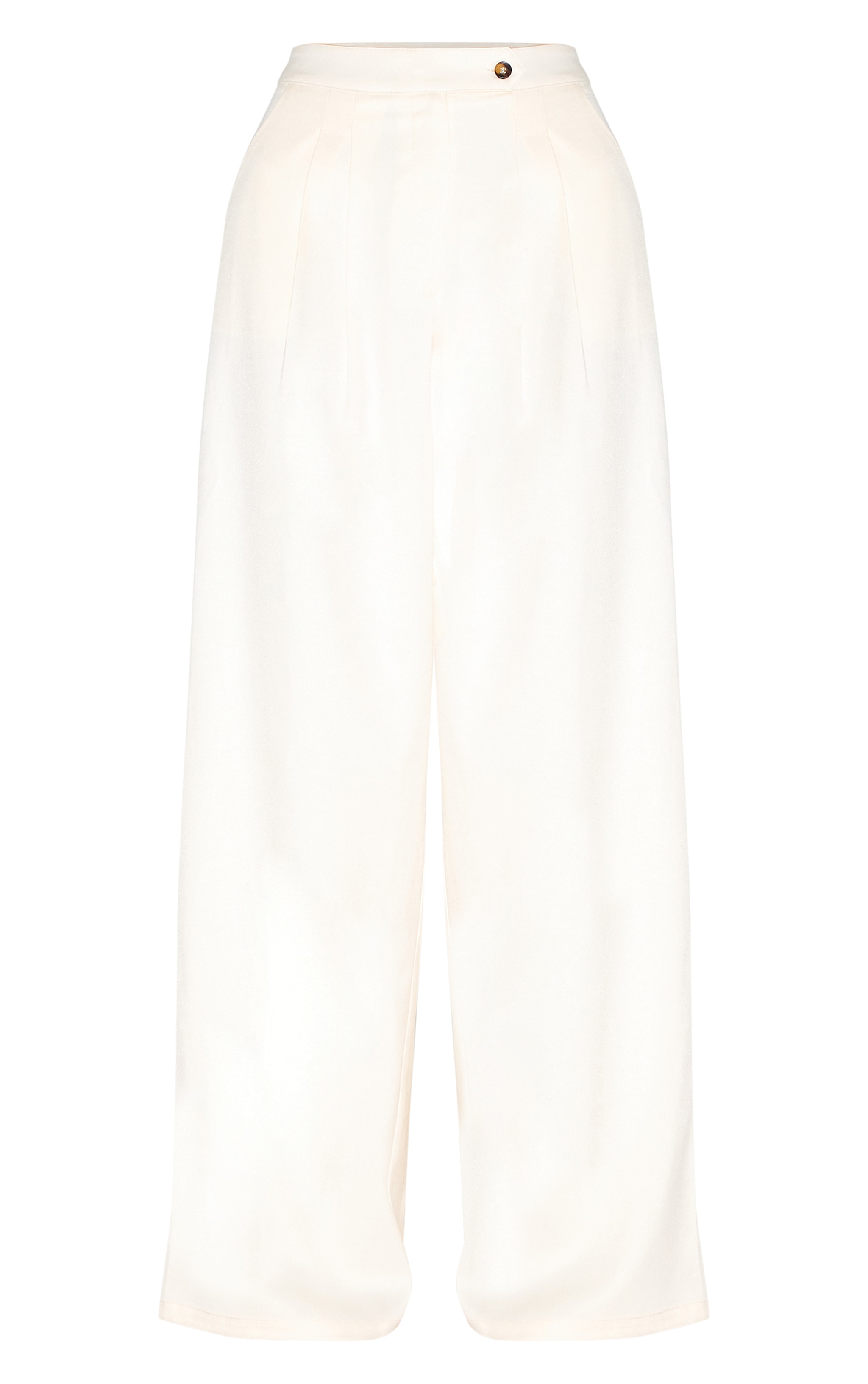 Pantalon de tailleur large tissé crème plissé image 5