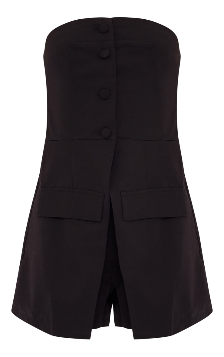 Black Tailored Button Skort Bandeau Romper image 5