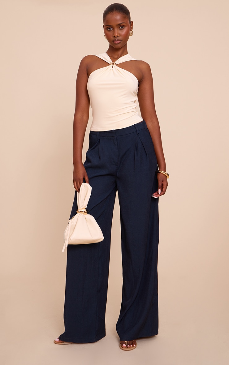 Butter Cream Double Layer Slinky Trim Detail Sleeveless Top image 3