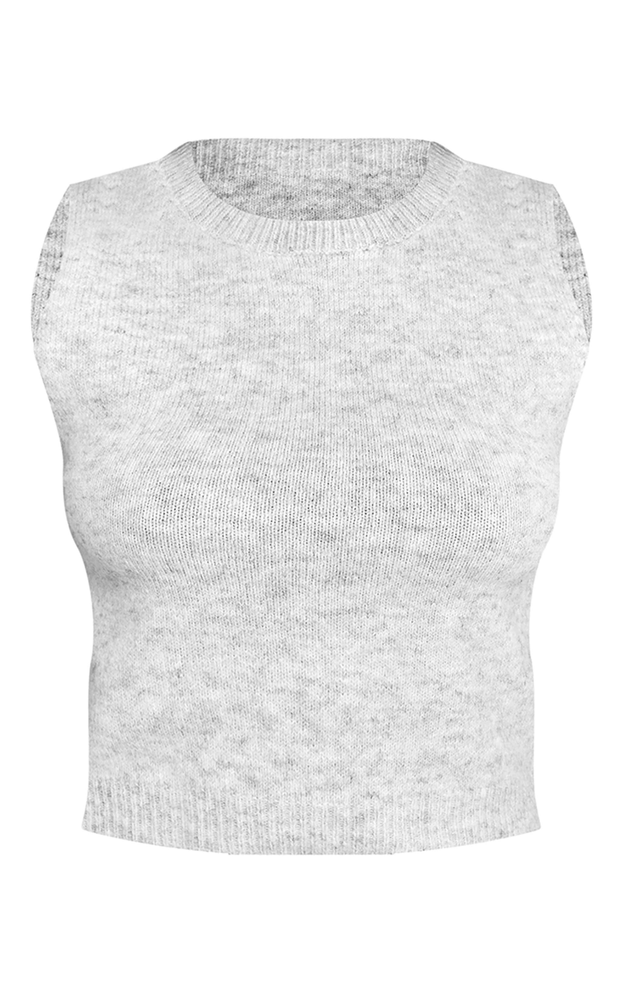 Petite Débardeur en maille tricot gris cendré image 5