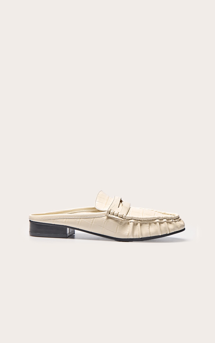 Cream Croc Loafer Mule image 2