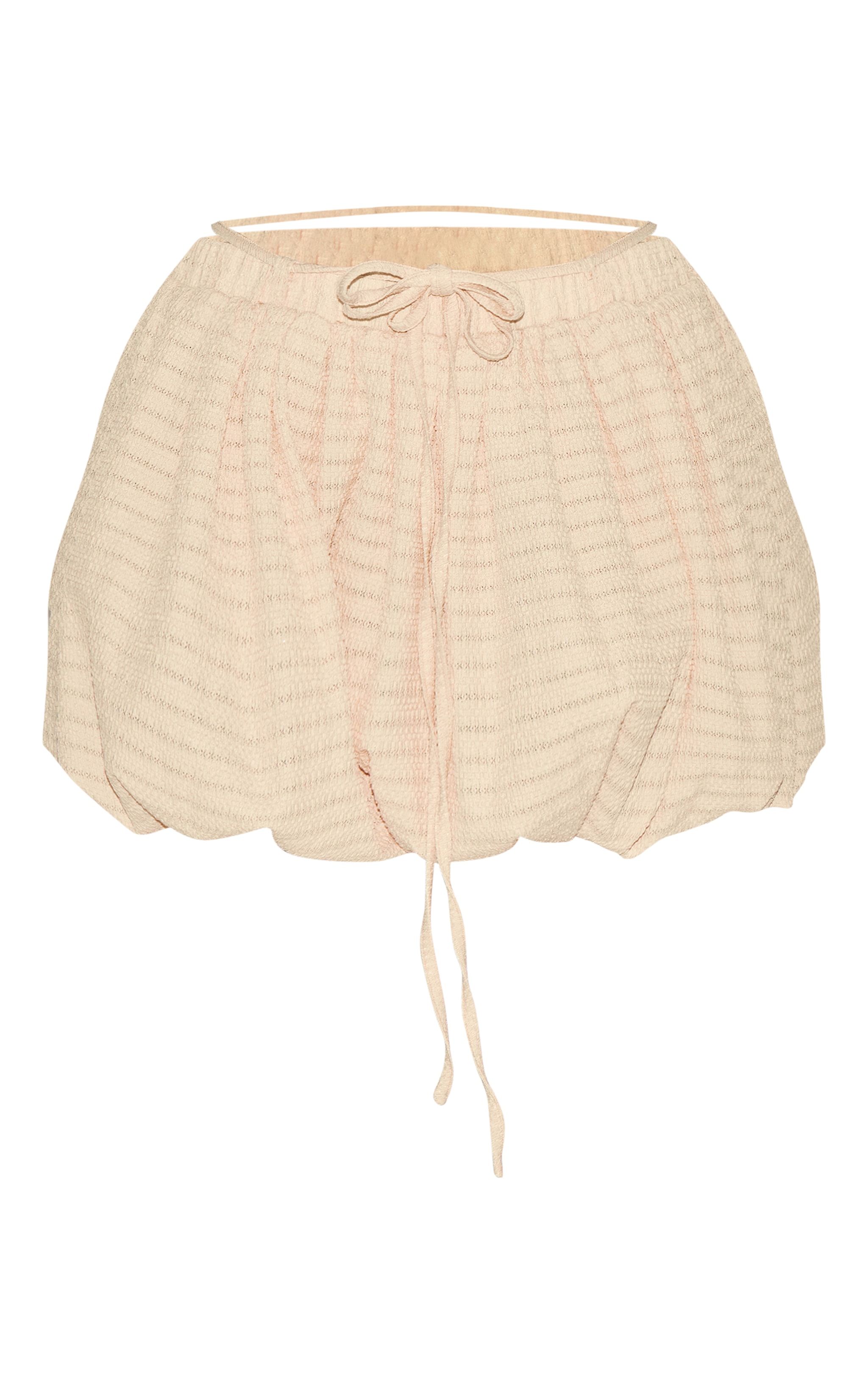 Butter Yellow Textured Tie Waist Detail Puffball Mini Skirt image 6