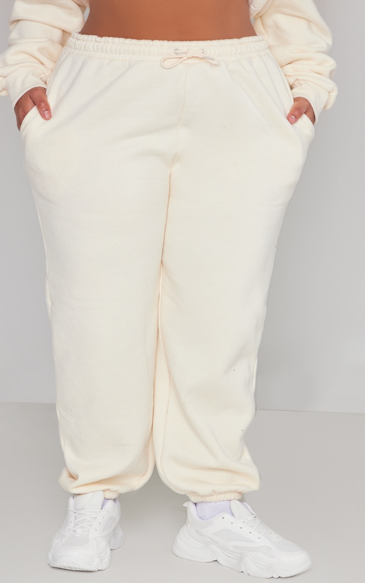 Plus Cream Casual Sweat Joggers Plus Size PrettyLittleThing UAE