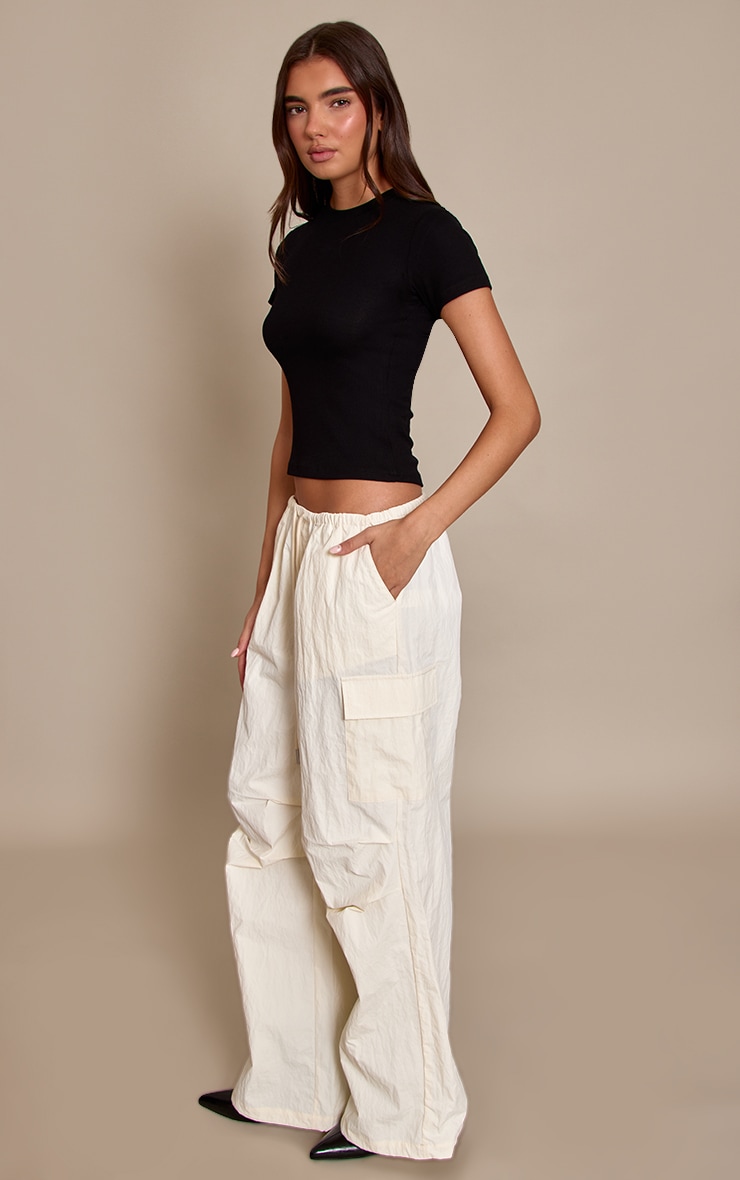 Cream Parachute Oversized Cargo Pocket Pant image 2
