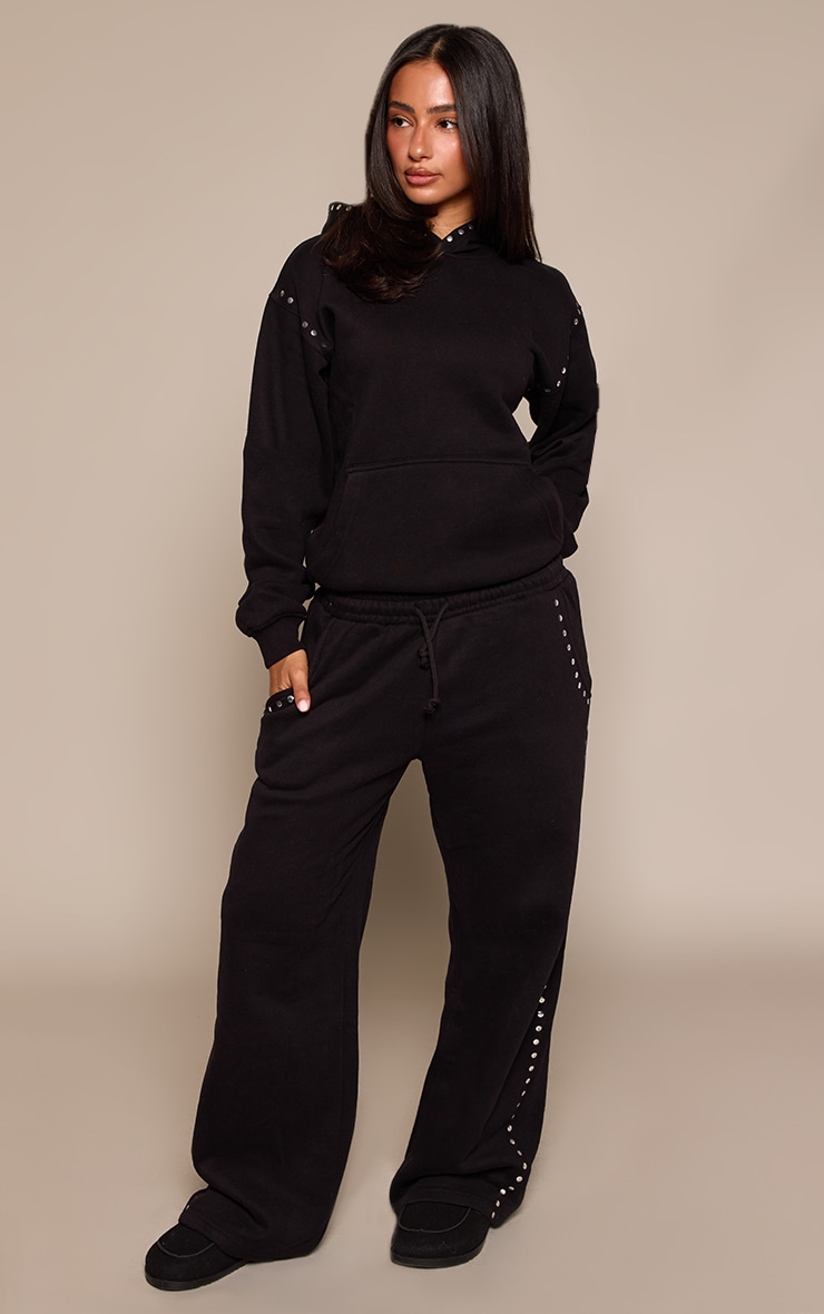 Petite Black Stud Detail Sweatpants image 2