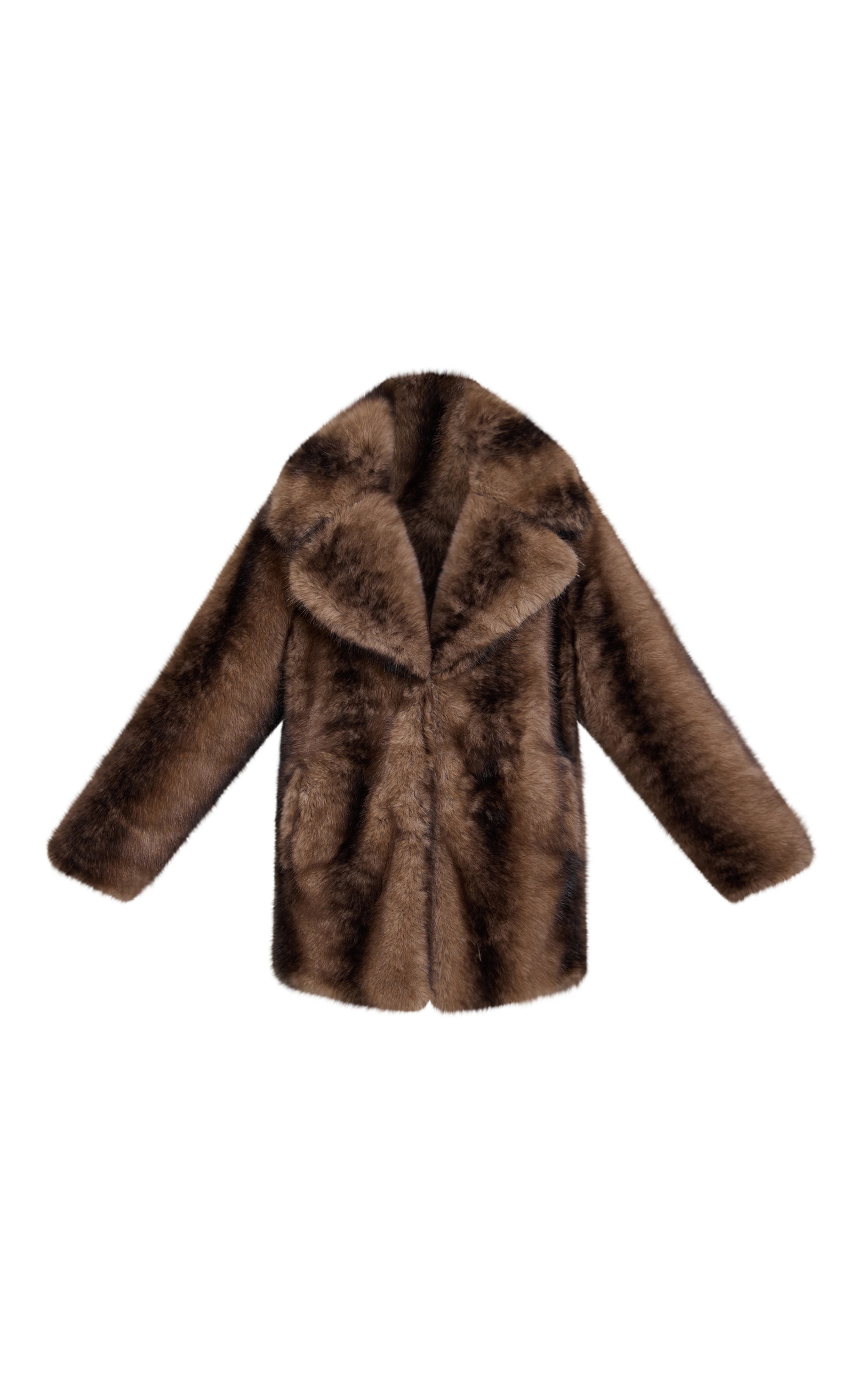 Brown Printed Fur Midi Coat image 5