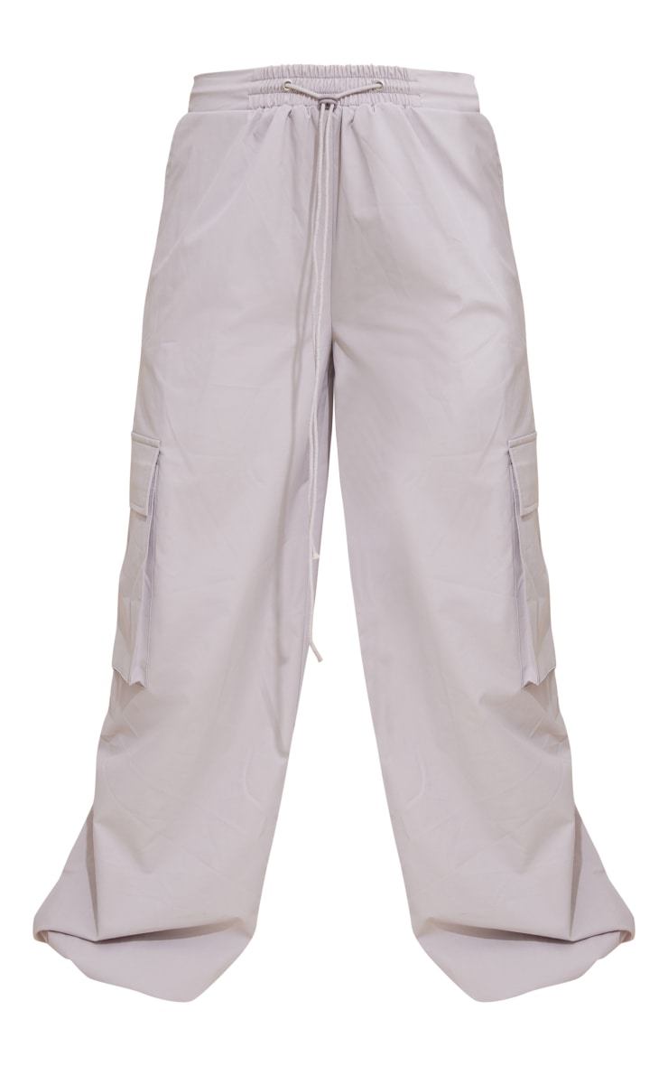 Light Grey Parachute Pocket Detail Lightweight Cuffed Cargo Trousers image 5