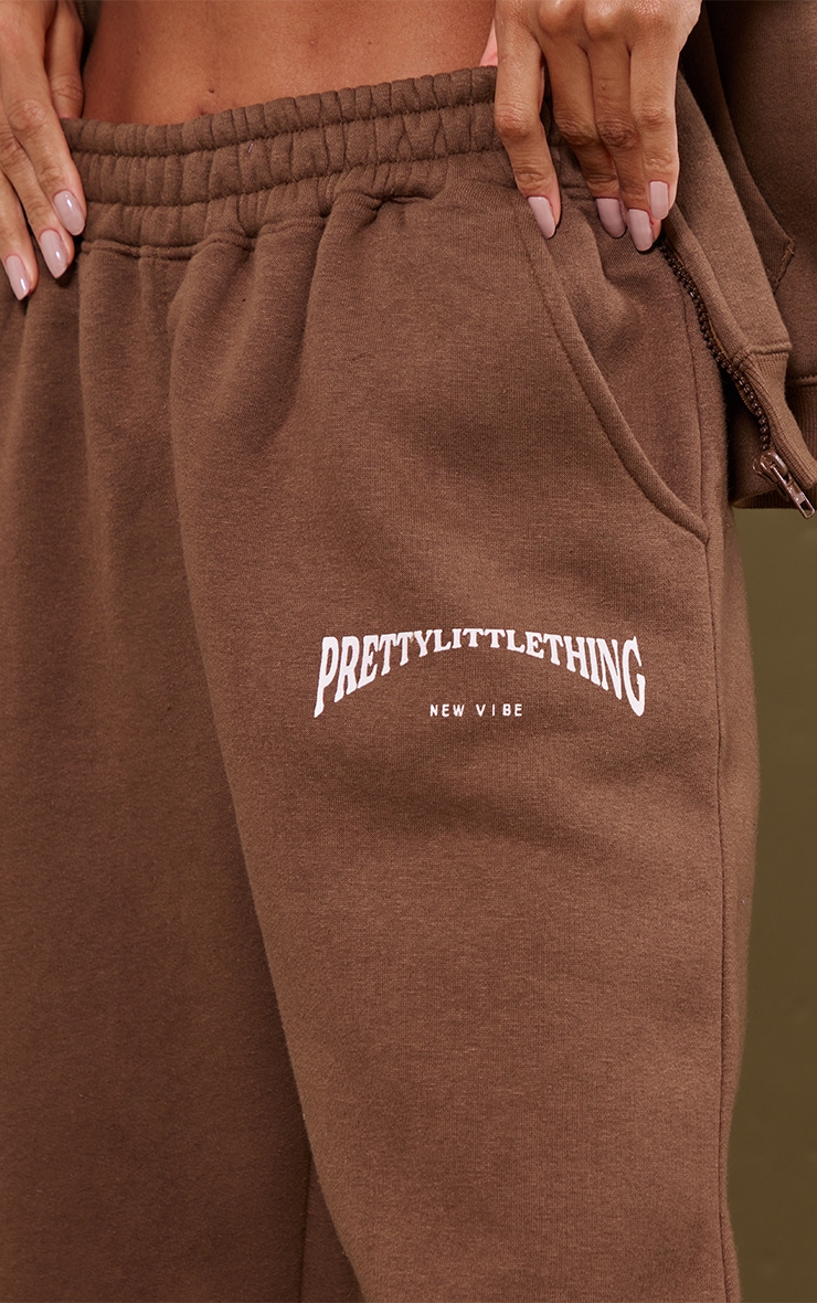 PRETTYLITTLETHING Brown New Vibe Print Oversized Sweatpants image 4