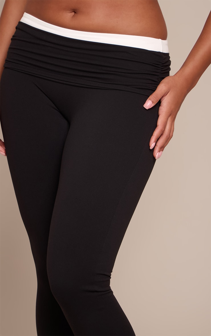 Shape Black Contrast Foldover Waistband Active Sculpt Leggings image 4