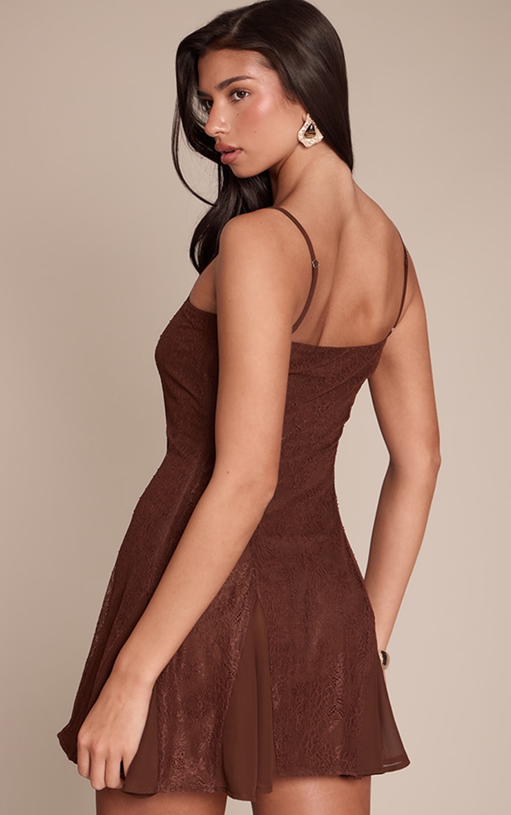 Chocolate Lace Square Neck Mini Shift Dress image 2
