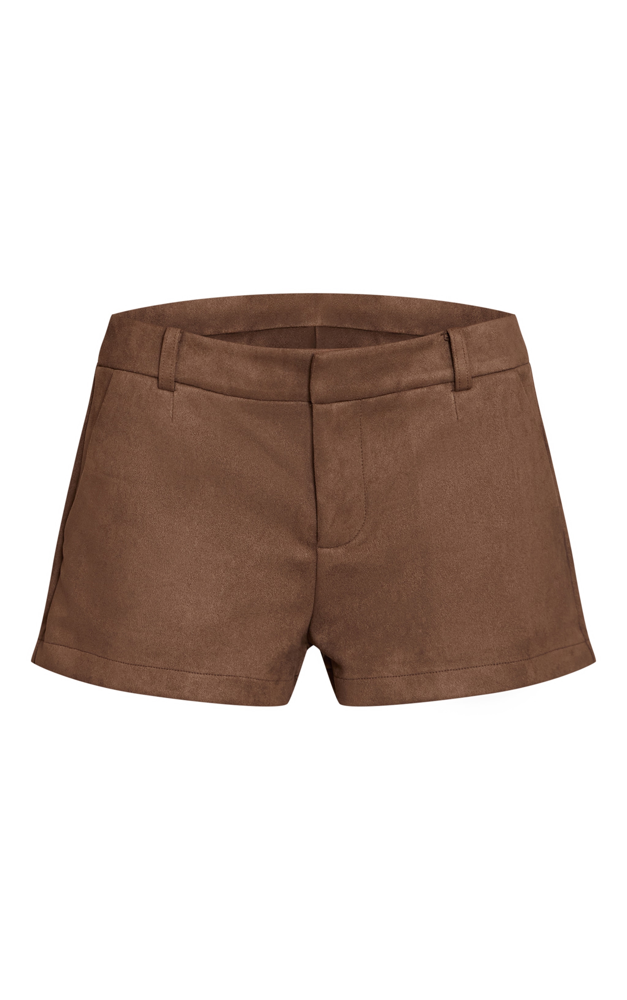 Chocolate Faux Suede Tailored Shorts image 6
