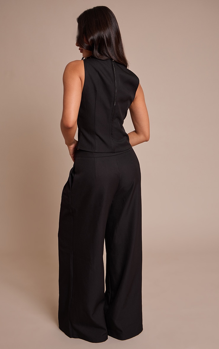 Petite Black Tailored Woven Wide Leg Pants image 3