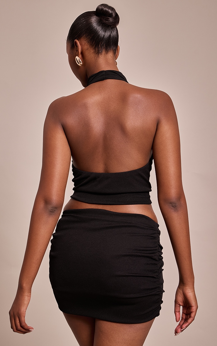 Black Onion Skin Ruched Mini Skirt image 3
