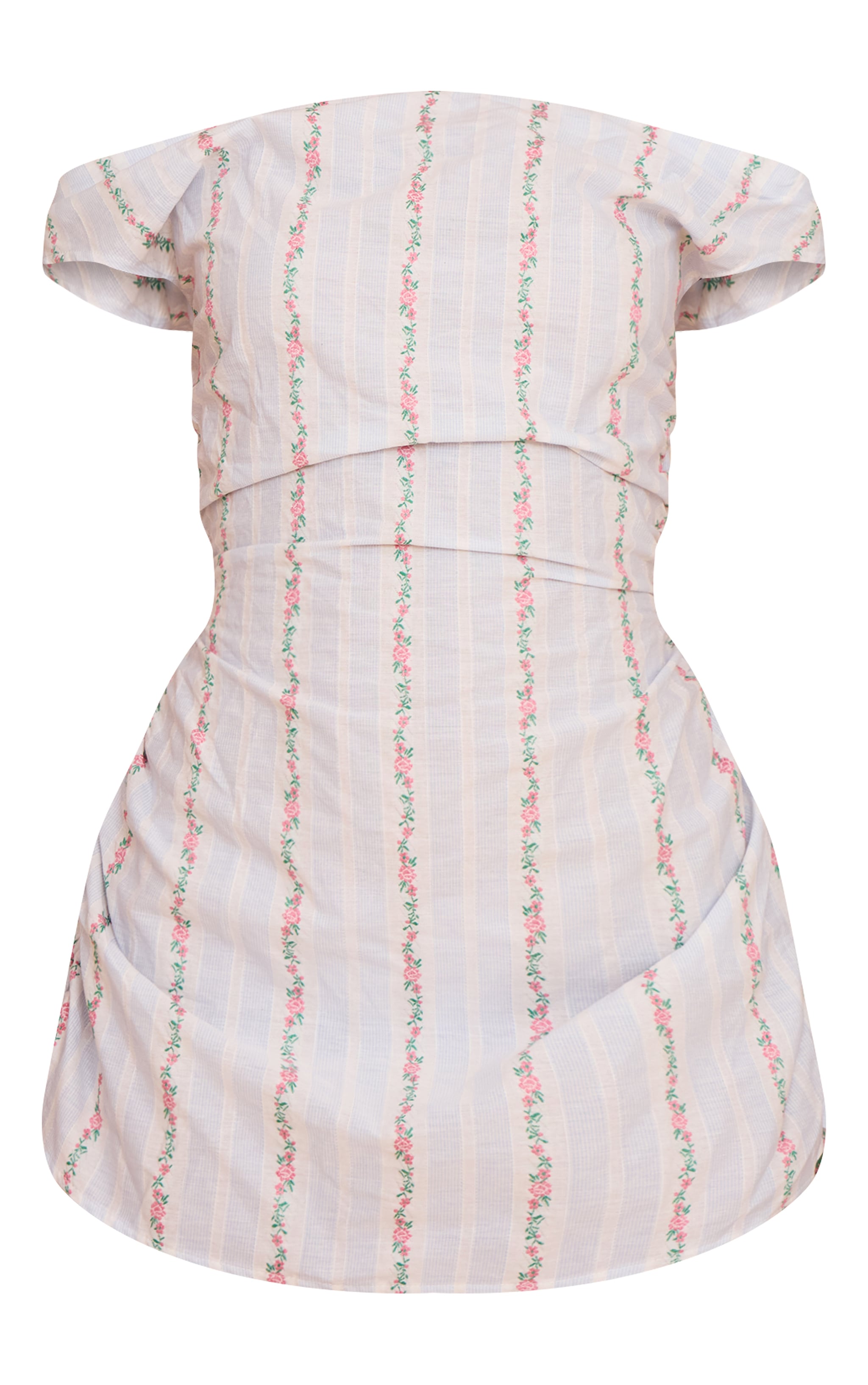 Pastel Blue Stripe Ditsy Print Bardot A-Line Dress image 5