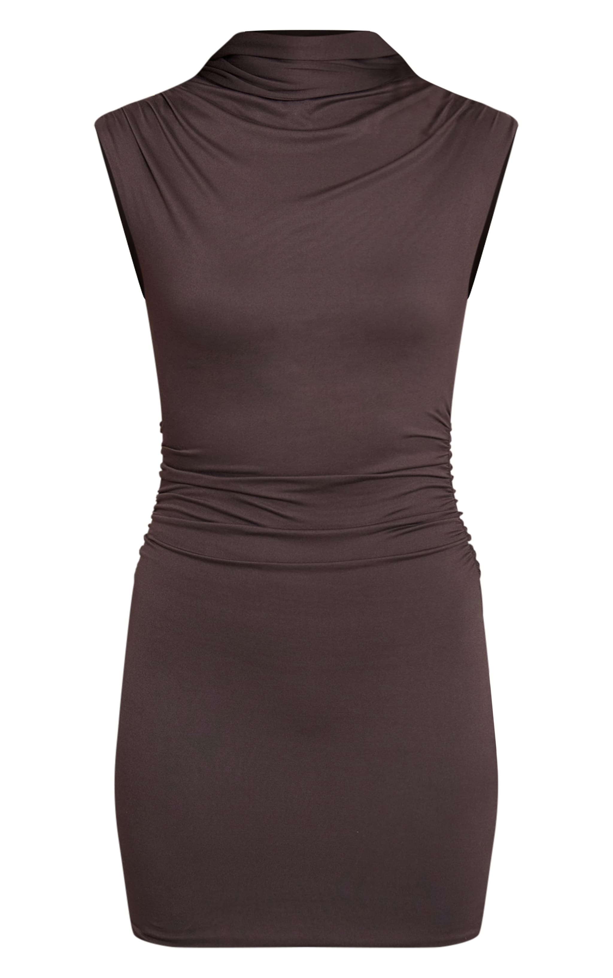 Charcoal Scarf Detail Ruched Bodycon Dress image 5