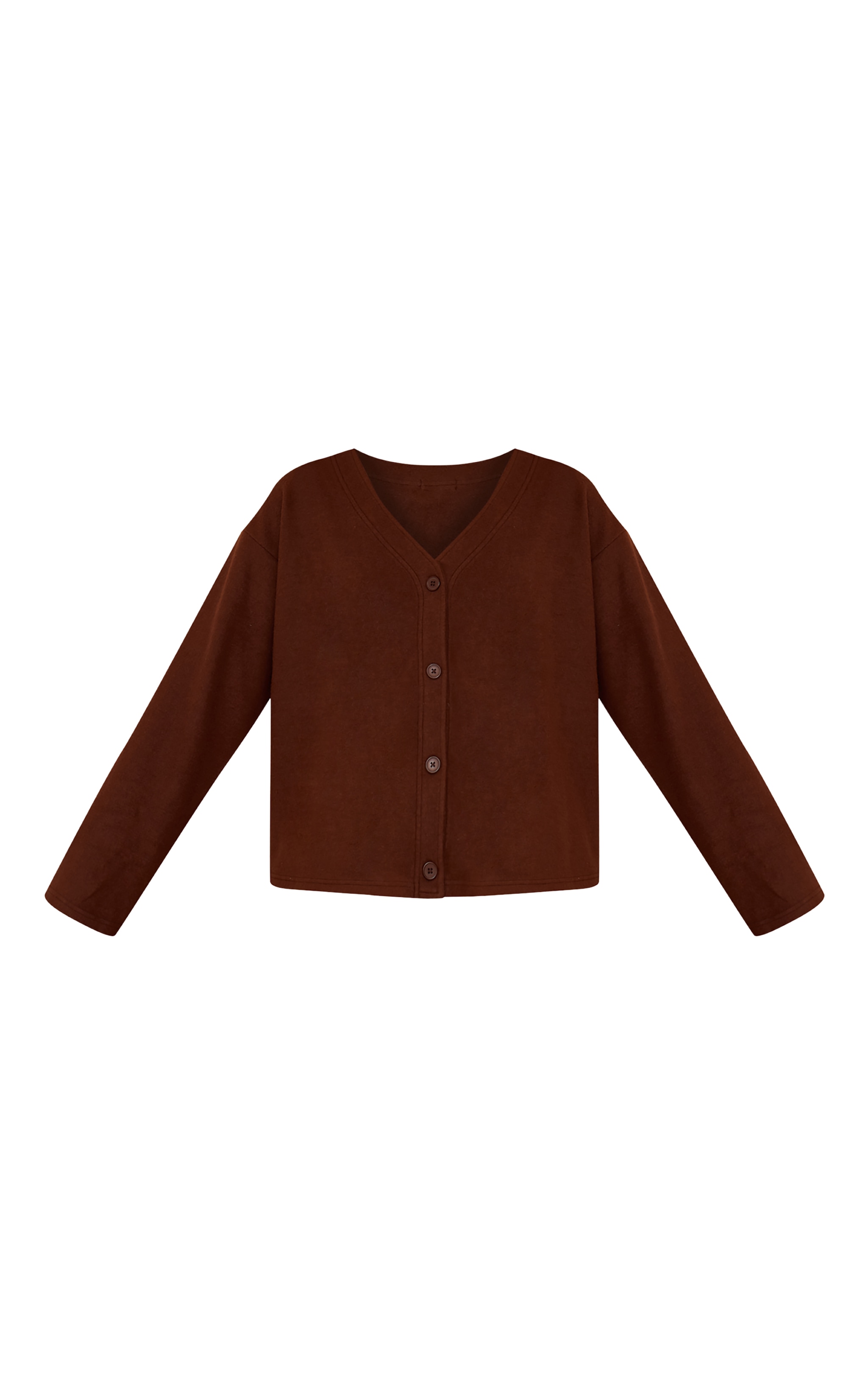 Chocolate Brown Brushed Soft Touch Boxy Cardigan image 5