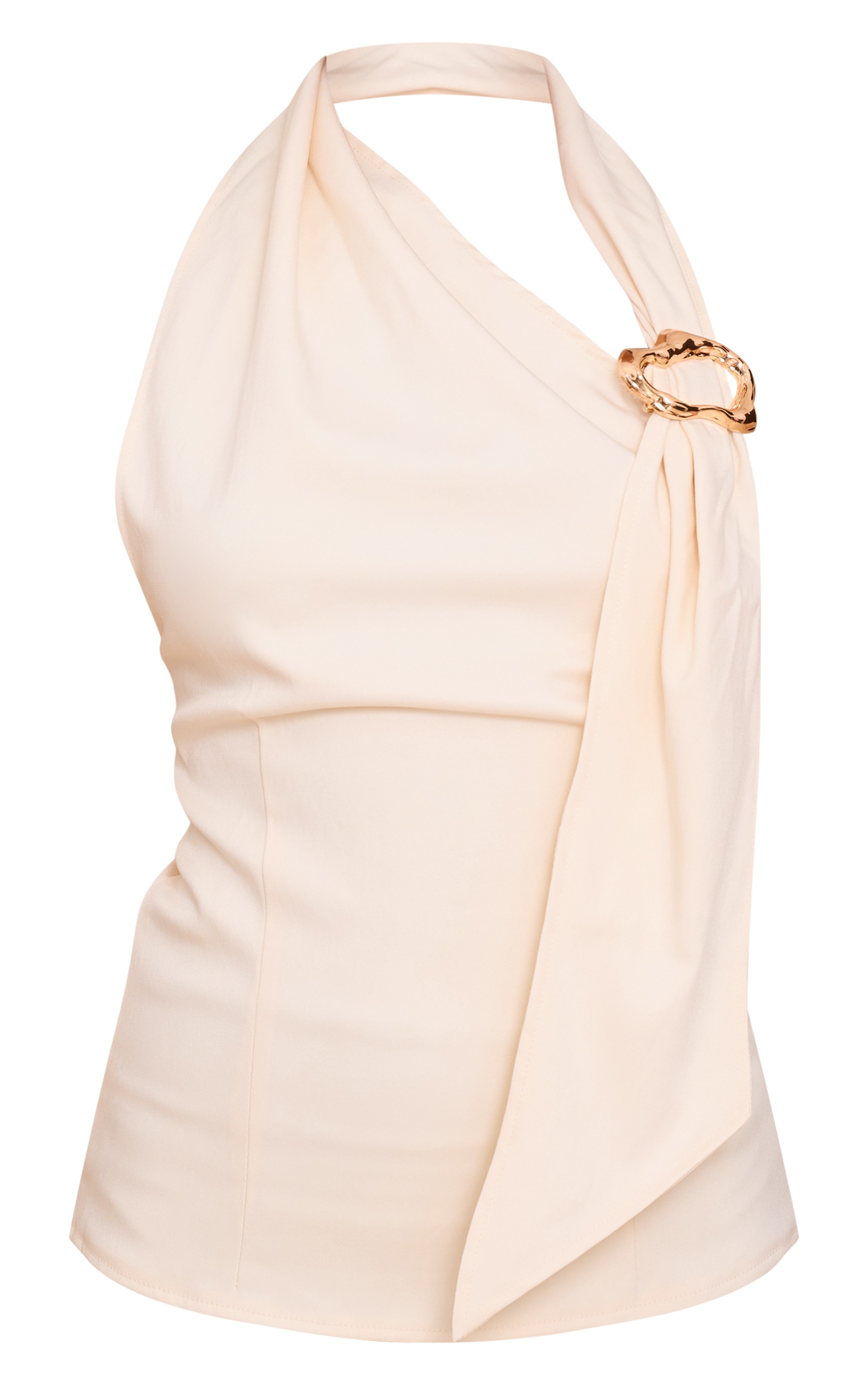 Cream Woven Trim Wrap Scarf Detail Longline Top image 5