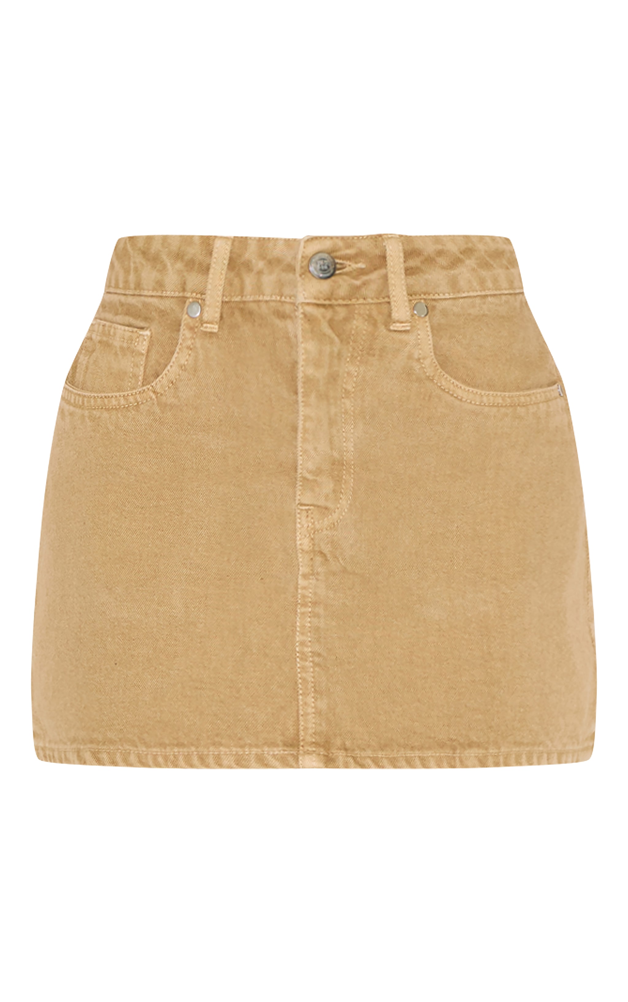 Washed Khaki Denim Mini Skirt | Denim | PrettyLittleThing