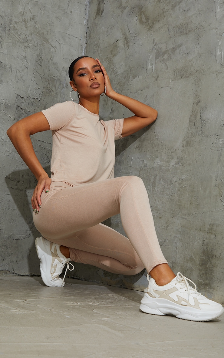 Ensemble legging & tee-shirt gris pierre