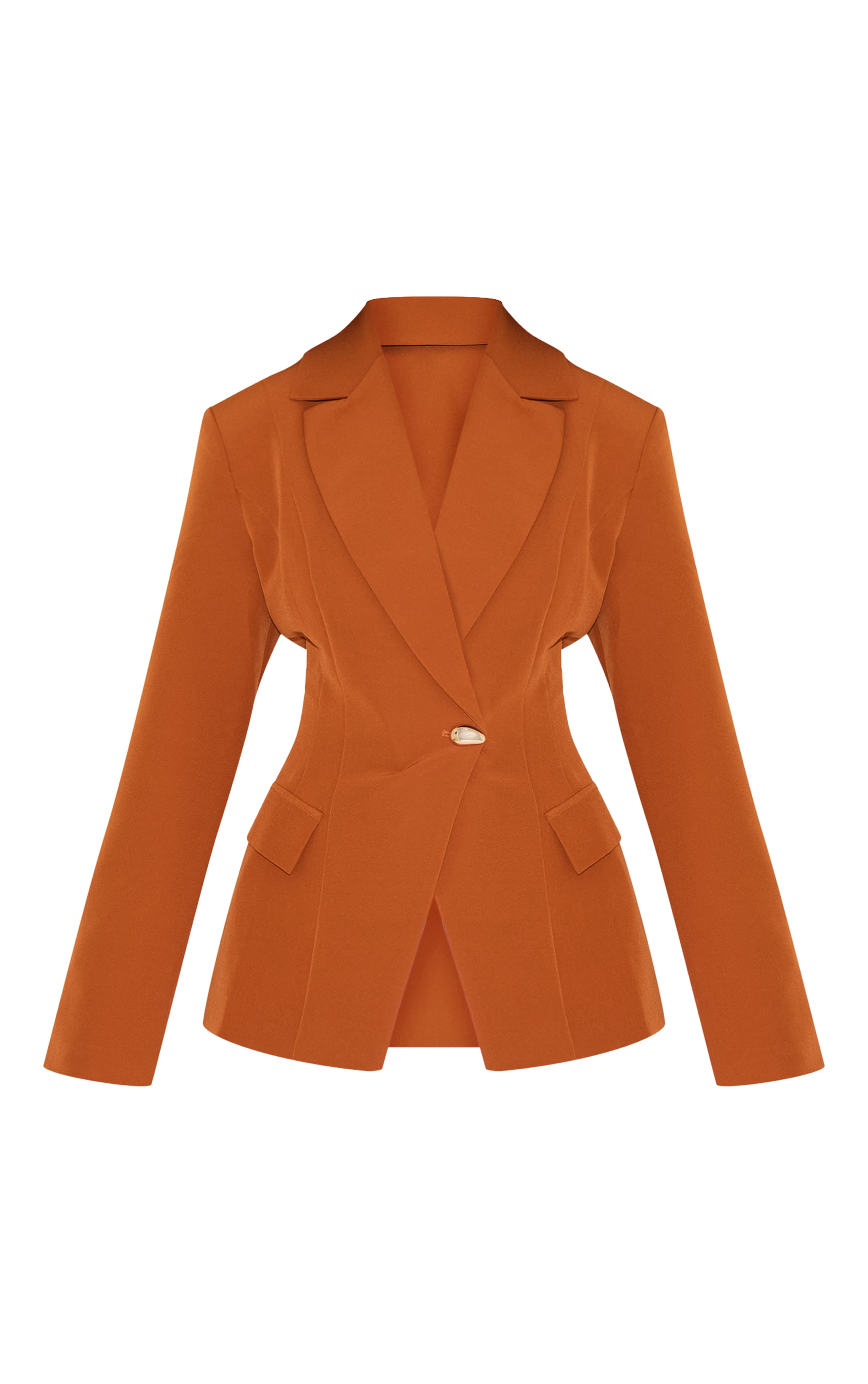 Rust Cinch Waist Lapel Point Detail Blazer image 5
