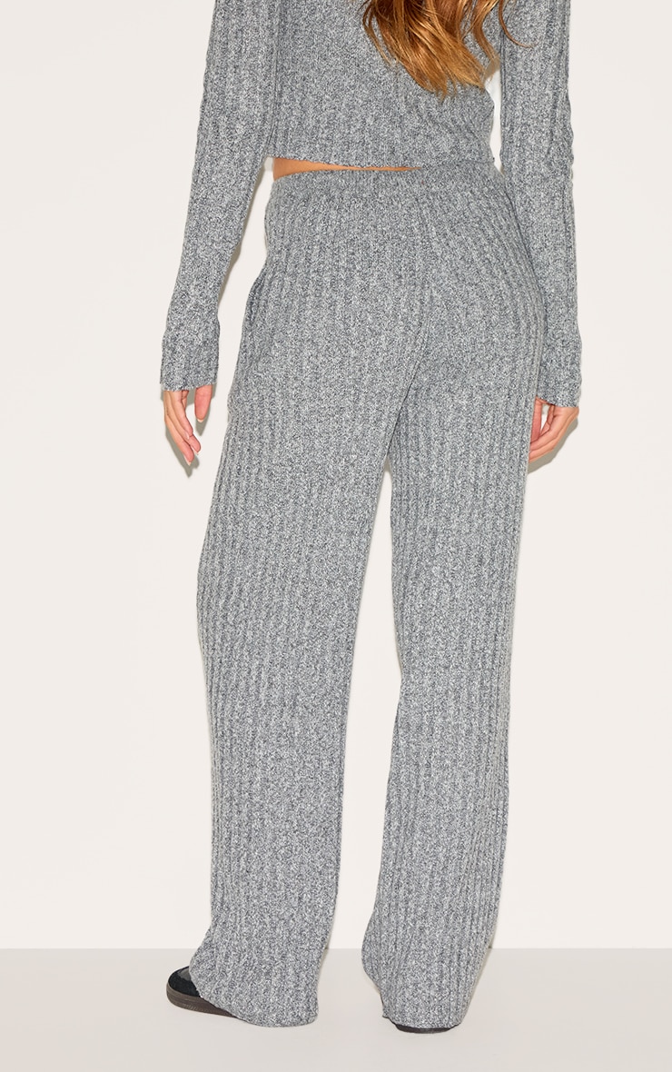 Charcoal Marl Knitted Tie Waist Pants image 3